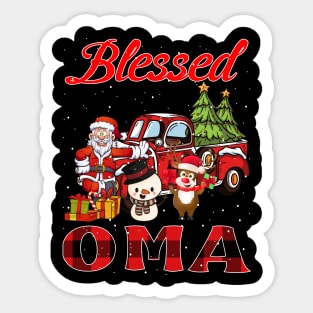 Blessed Oma Red Plaid Christmas Sticker